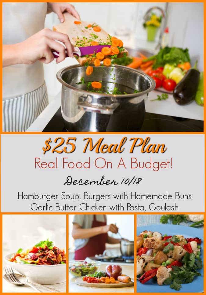 A $25 Meal Plan - Dec 10/18 - Frugal Meals On A Budget