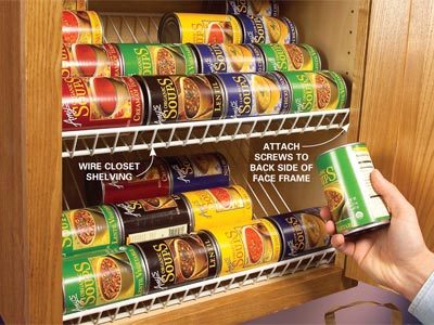 Wire shelving for canned goods